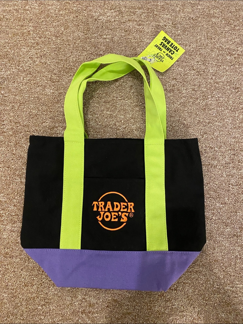 TraderJoe’s Black Trick or Treat Canvas Tote bag! Brand new